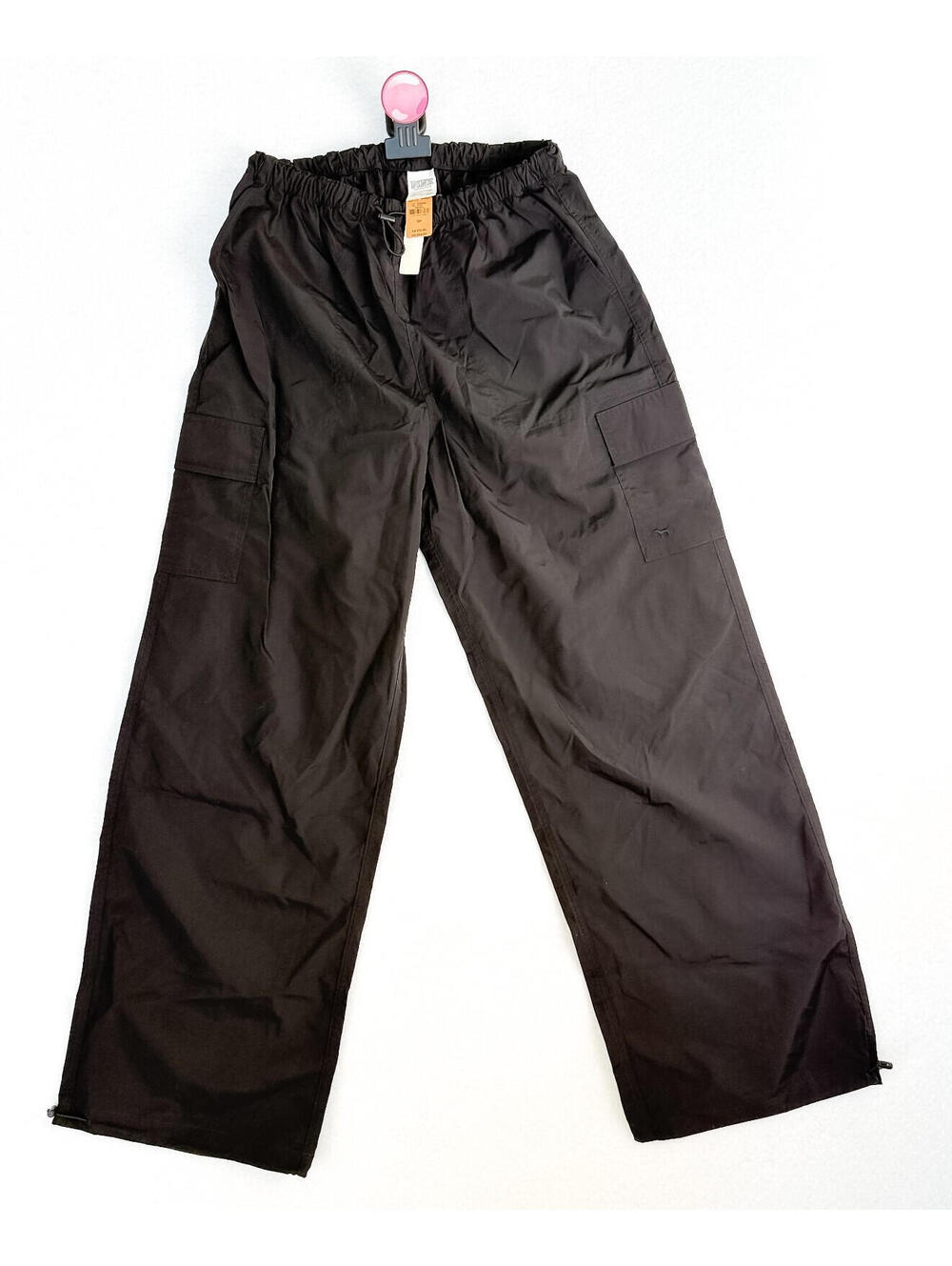 PINK Victoria's Secret Parachute Cargo Pants Black Relaxed Lightweight Womens S
